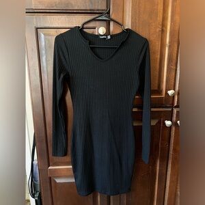 Boohoo Black Ribbed Dress